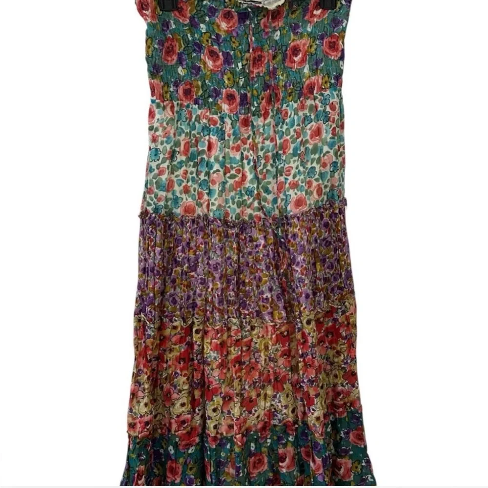 Raviya Tiered Floral Midi strapless dress SZ M - Picture 6 of 8